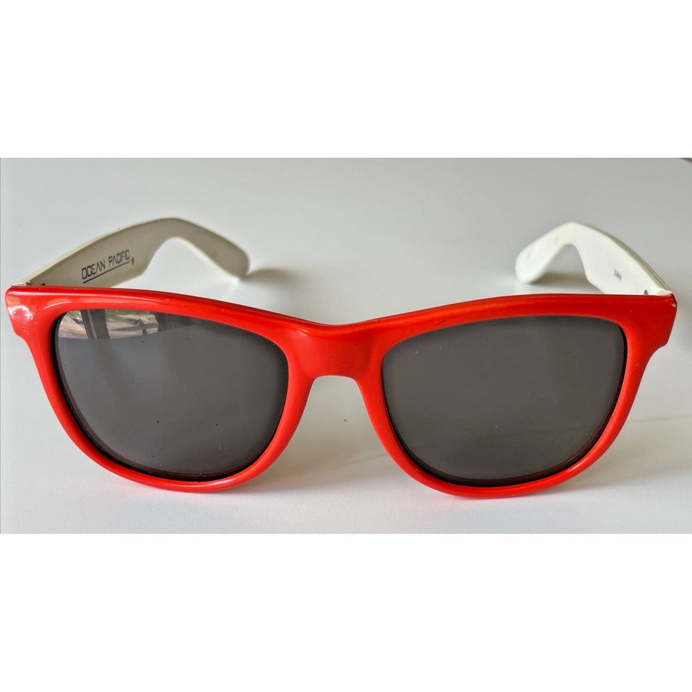 Vintage 90's Ocean Pacific Surf Sunglasses Red White Acrylic 53 x 20 x 145